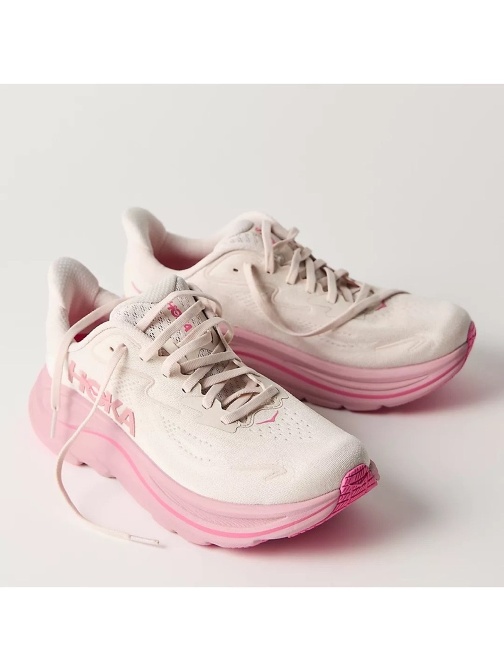 Hoka Clifton 10 Sneakers Running Shoes Rose Cream Pink White Women’s 5 NEW
